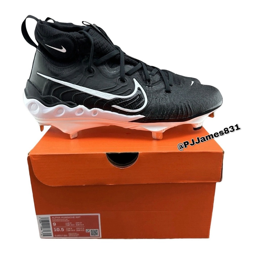 Size 9 Nike Alpha Huarache NXT Mens Black White Tint Metal Baseball Cleats New